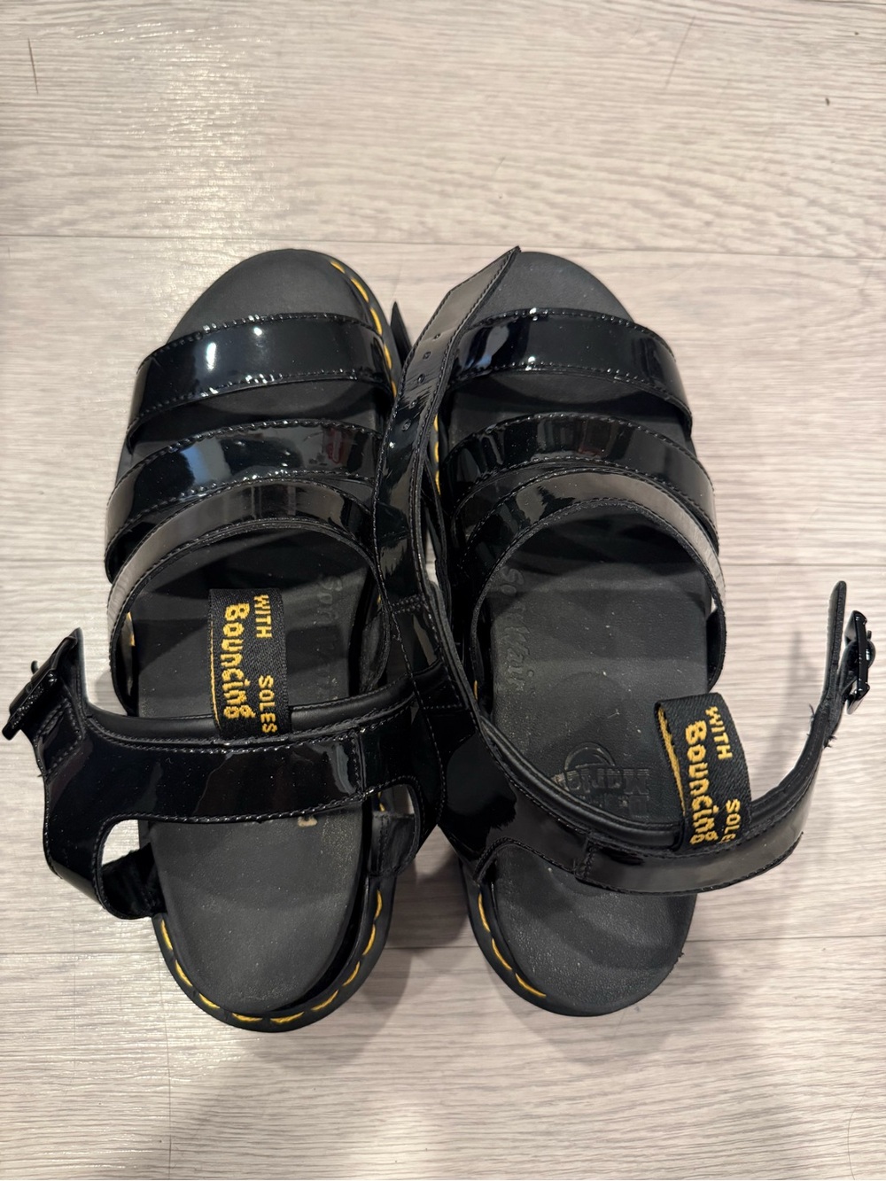 Dr Martens Blaire Black Patent Lightweight Chunky Platform Sandals US 10